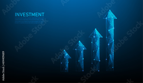 business arrow growth up the target technology to success. investment graph arrow up. trading stock market chart rise. finance trend increase. vector illustration fantastic hi tech design.