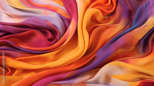 polyester fabric color swirling mix orange and purple abstract