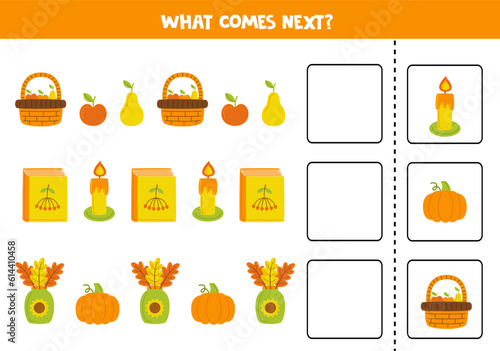 What comes next game with cute cartoon autumn elements.