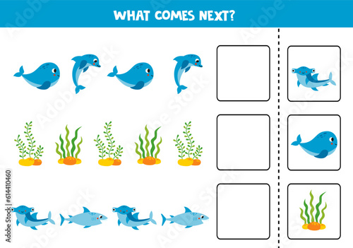 What comes next game with cute cartoon sea animals.