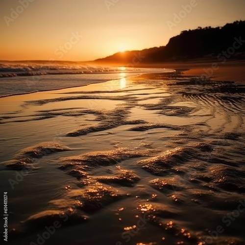 Beautiful sunset on the beach. generative ai