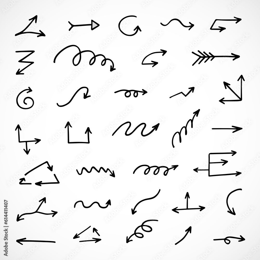 Vector set of hand drawn arrows, elements for presentation Vector set of hand drawn arrows, elements for presentation