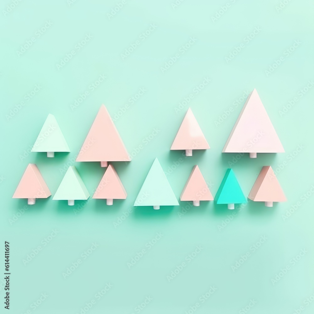 Christmas trees holiday background. Minimal New Year concept. generative ai