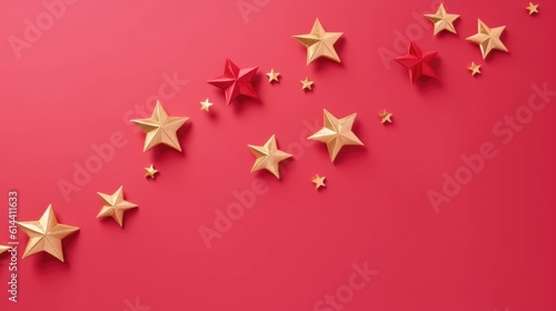 Christmas Stars pattern on background. Minimal style. Flat lay. generative ai