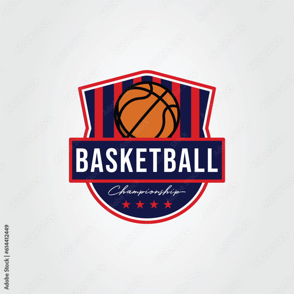 basketball club logo or basket ball team symbol vector illustration design
