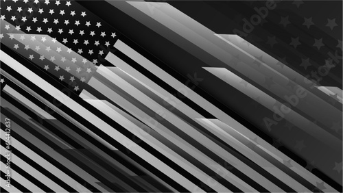Vector black realistic flag flat gradient us america flag