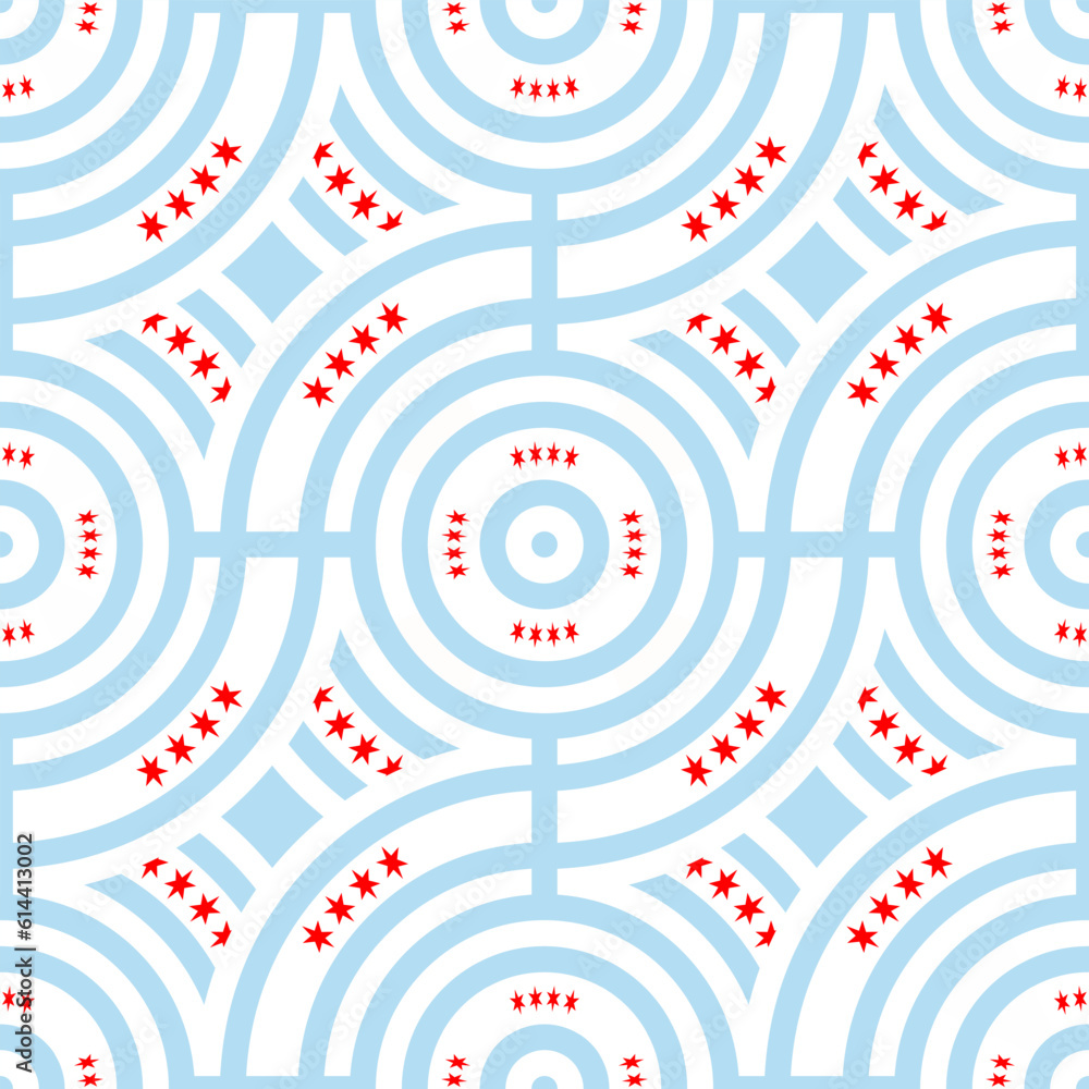 Obraz premium chicago city flag pattern. tracery design. star background. vector illustration