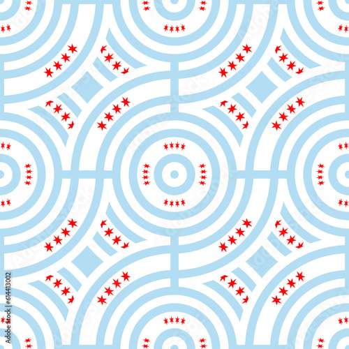 chicago city flag pattern. tracery design. star background. vector illustration
