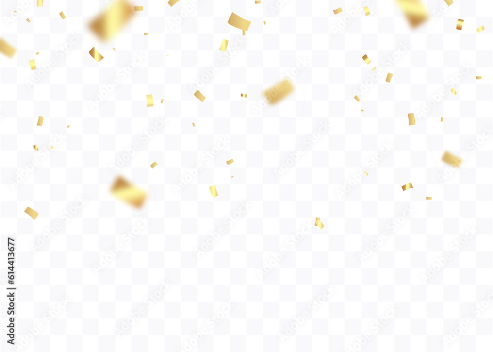 Confetti background. Gold paper pieces and serpentine. Vector party background Confetti background. Gold paper pieces and serpentine. Vector party background