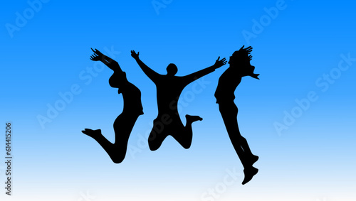 Happy people jumping celebrating victory