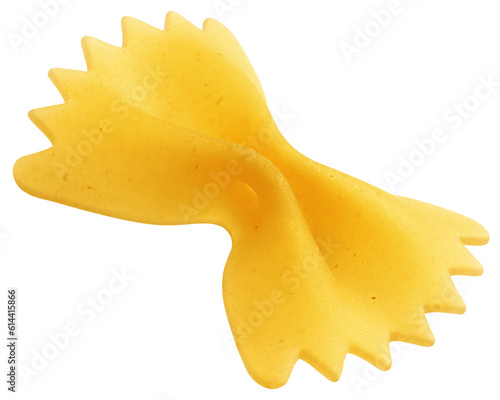 raw Farfalle, uncooked Italian Pasta, isolated on white background, full depth of field