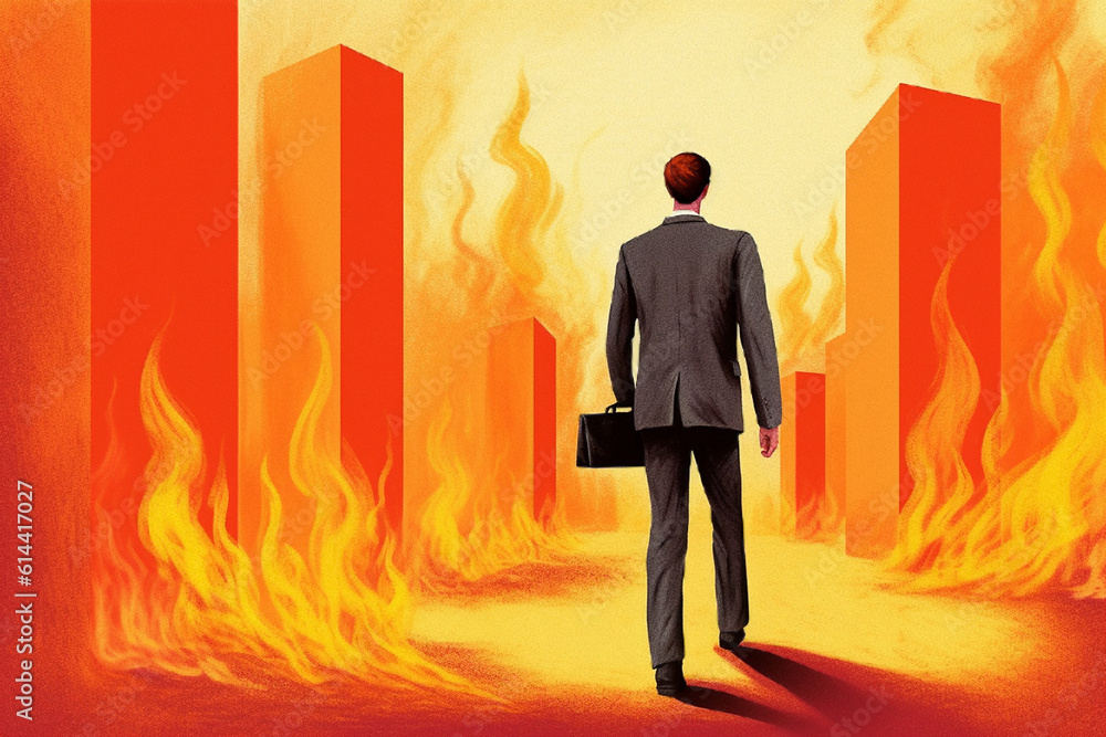 Fototapeta premium an employee in a burning office