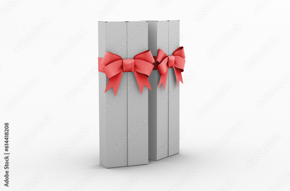 Sale two boxes for mascara tube with ribbon, packaging template for product design mockup on a transparent background Sale two boxes for mascara tube with ribbon, packaging template for product design mockup on a transparent background