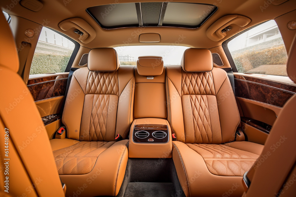 rear seats in the interior of a luxury car rear seats in the interior of a luxury car