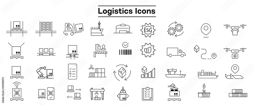 Logistics line icon set