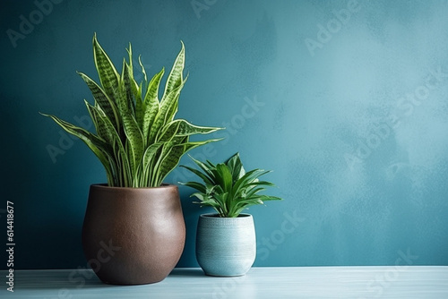 homemade potted plant on a blue wall background