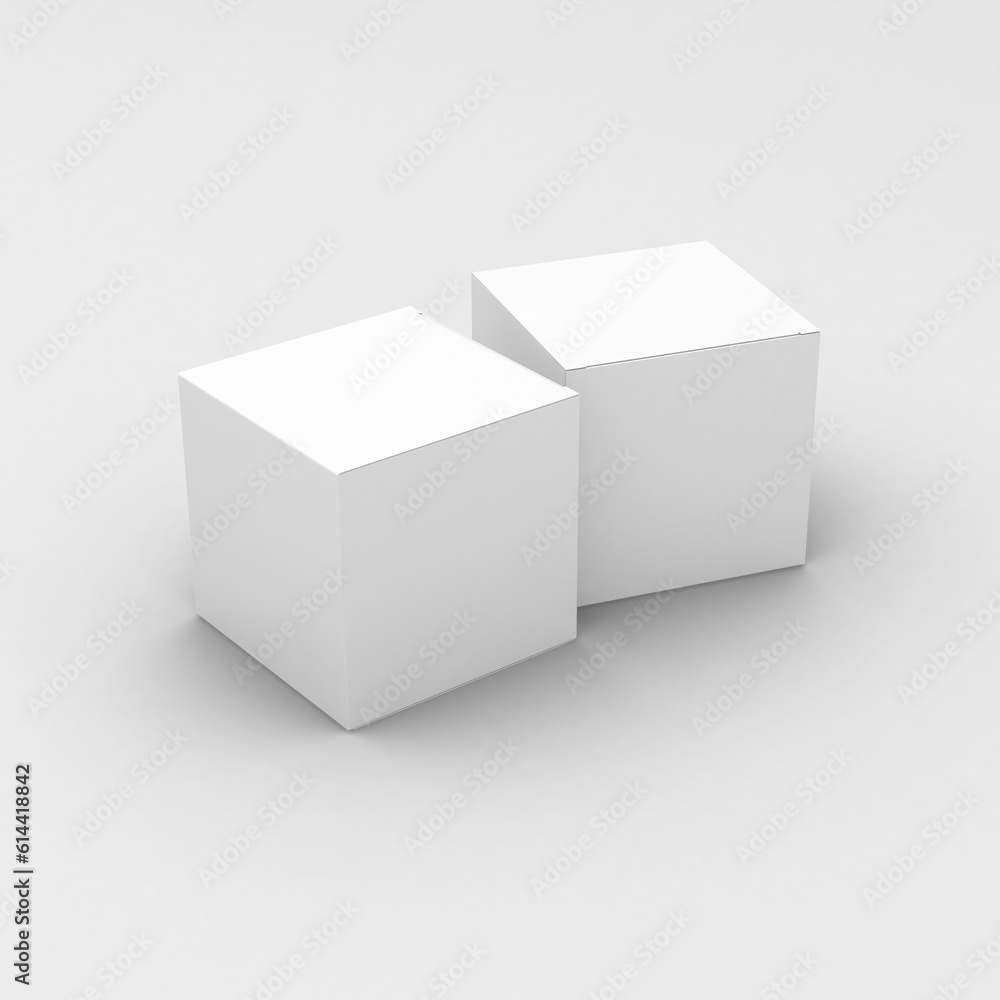White paper square boxes, packaging template for product design mockup. On transparent background White paper square boxes, packaging template for product design mockup. On transparent background