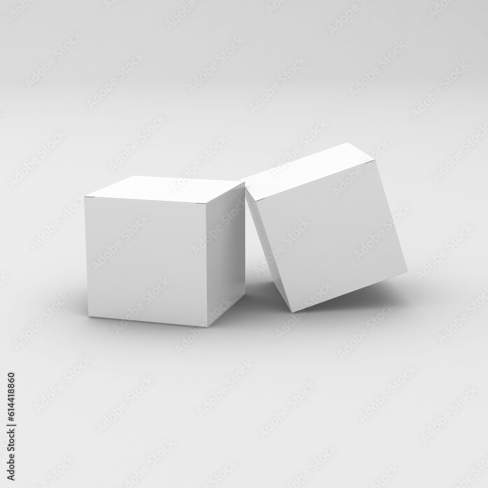 White paper square boxes, packaging template for product design mockup. On transparent background White paper square boxes, packaging template for product design mockup. On transparent background