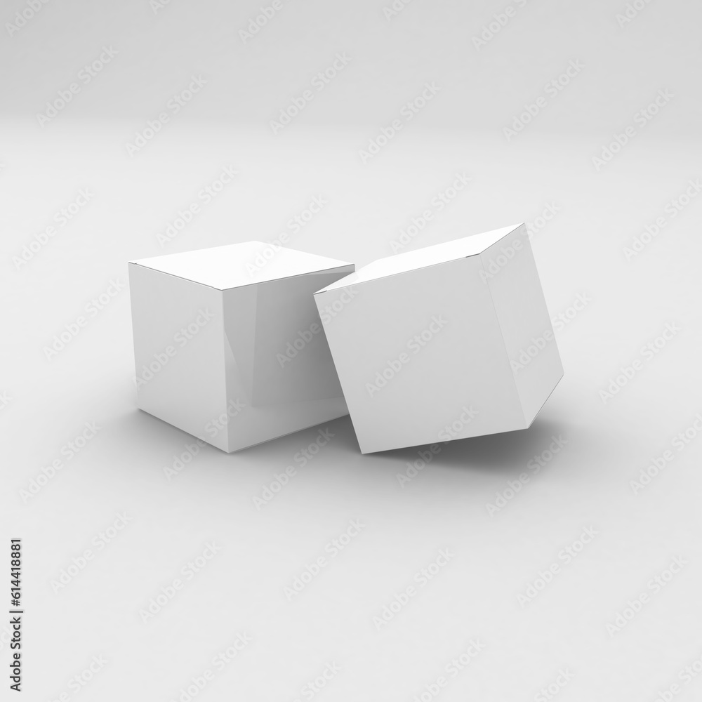 White paper square boxes, packaging template for product design mockup. On transparent background White paper square boxes, packaging template for product design mockup. On transparent background