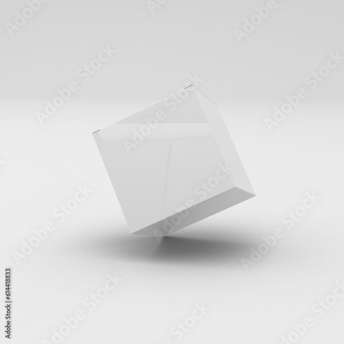 White paper square boxes  packaging template for product design mockup. On transparent background