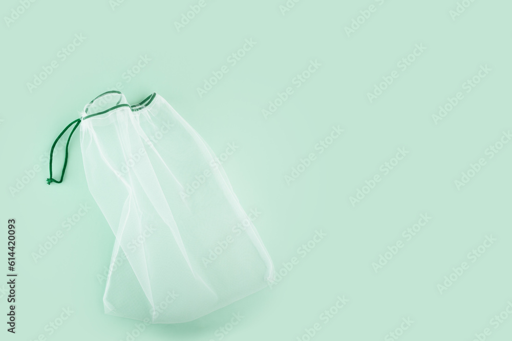 Zero waste shopping, reusable mesh bags instead of plastic bags for buying fruits and vegetables Zero waste shopping, reusable mesh bags instead of plastic bags for buying fruits and vegetables