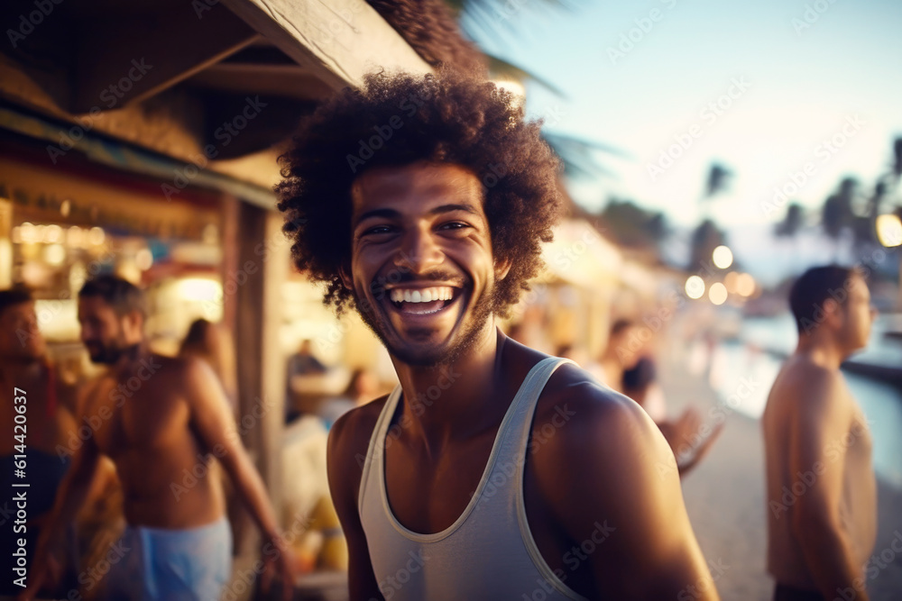 Afro man with curly hair laughing Afro man with curly hair laughing