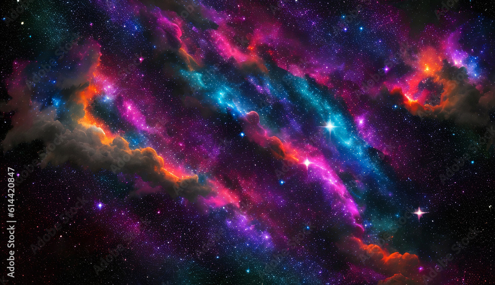 Colourful space galaxy cloud nebula.