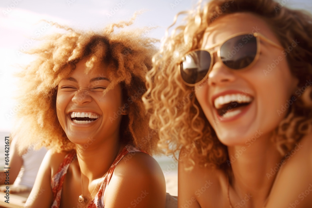 Portrait Of A couple Traveler Women Laughing. Portrait Of A couple Traveler Women Laughing.