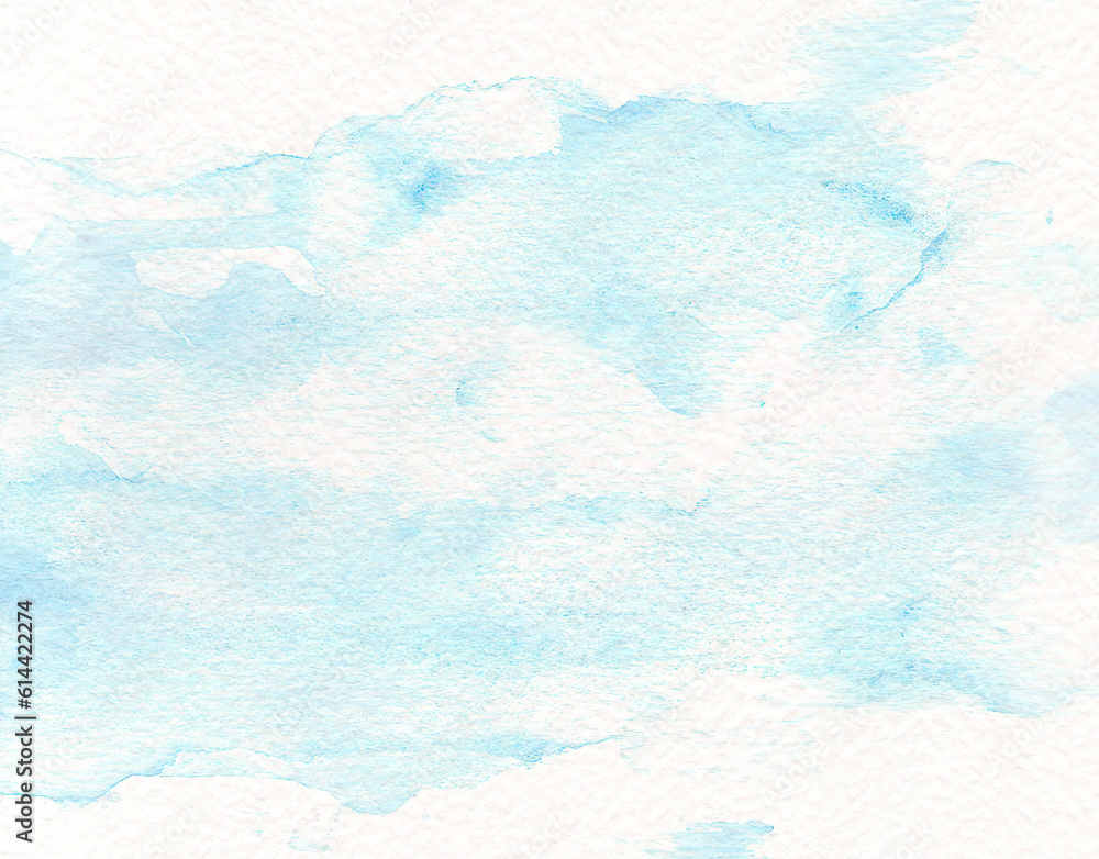 Delicate blue background. Watercolor spots