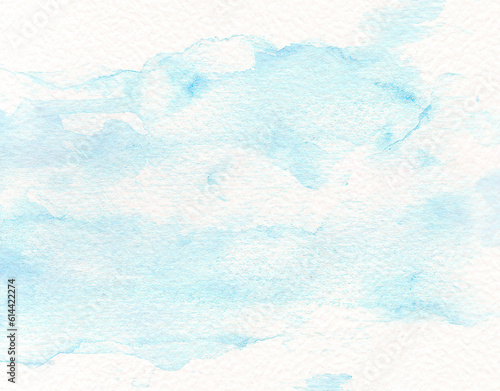 Delicate blue background. Watercolor spots