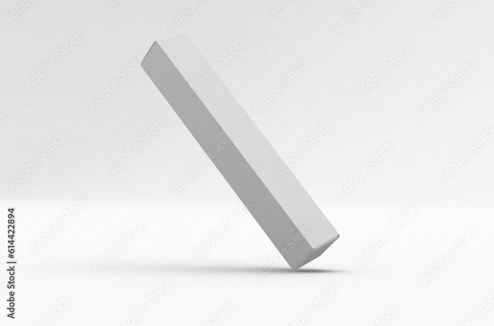 White paper boxes for mascara tube, packaging template without product design cover. On transparent background.