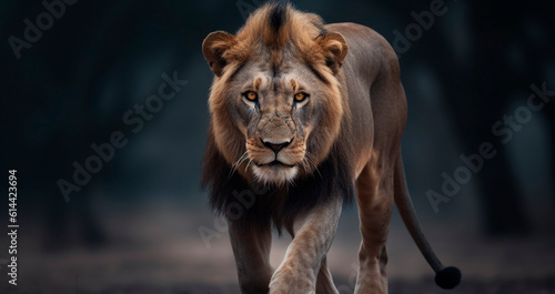 a lion staring frantically at its prey