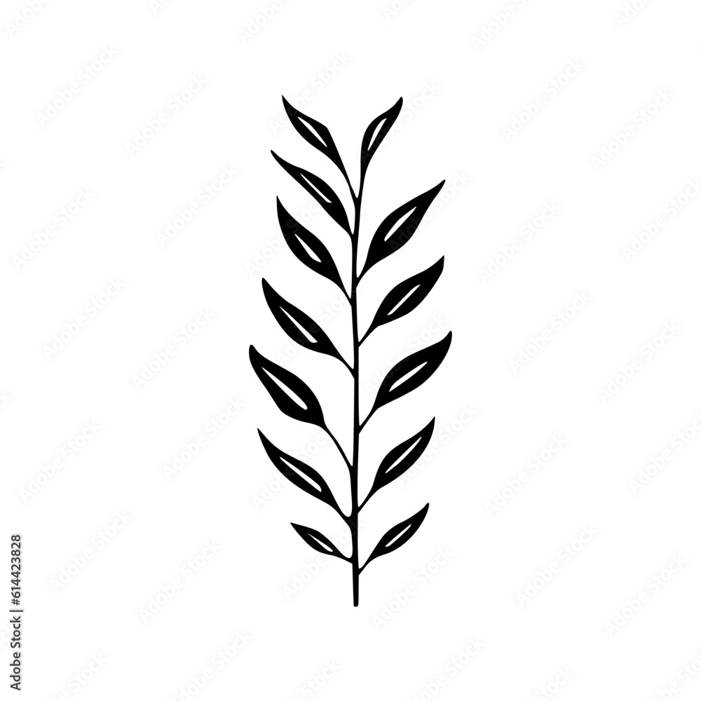 Leaf black line vector illustration