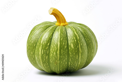 Pumpkin on a white background. Fresh green pumpkin organic. Ai generative.
