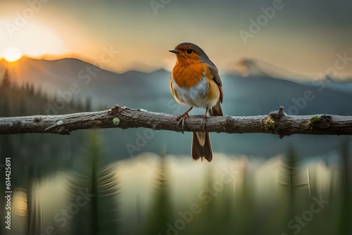 robin on a branch photo