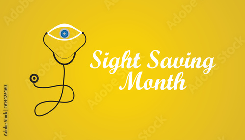 Sight Saving month is observed every year in August.banner, Holiday, poster, card and background design. Health awareness vector