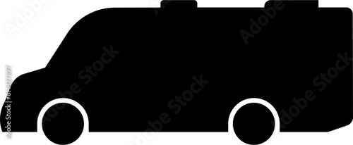 campervan car icon. Black car pictogram