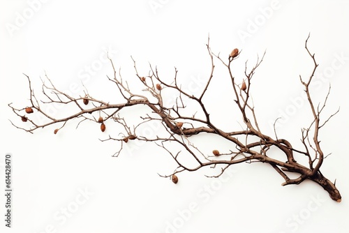 Branch on White Background - Nature's Minimalist Elegance, Generative Ai