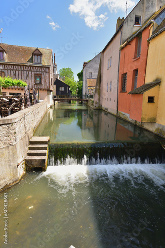 France, Montargis. Cityscape with a canal. May 29, 2023.