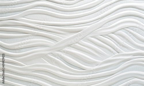  a close up of a white wall with a wavy design on the side of the wall and a white object in the middle of the wall. generative ai