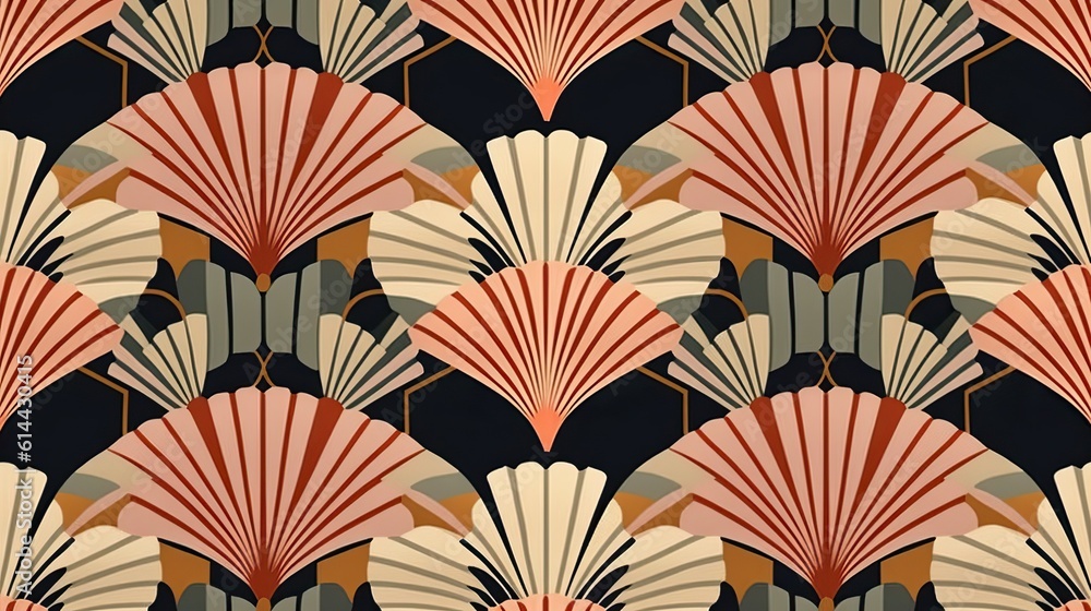 Background, Art deco pattern with fan shape (Ai generated)