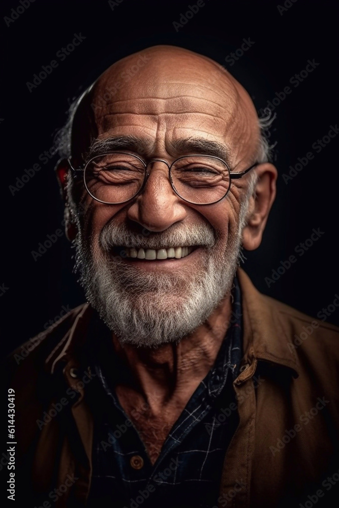 Close Up Portrait of happy Asian senior man smiling with wearing glasses in front of camera generative ai Close Up Portrait of happy Asian senior man smiling with wearing glasses in front of camera generative ai