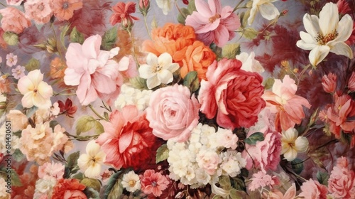 Floral watercolor vintage background, art (Ai generated)