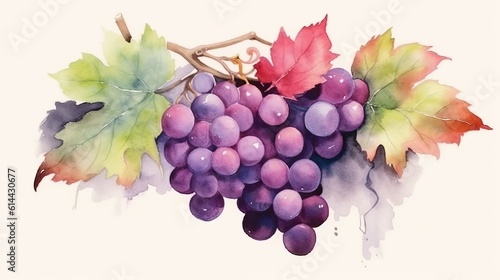 Grape watercolor vintage background (Ai generated)