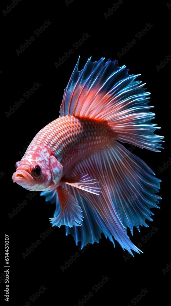 Fototapeta premium Betta fish, beautiful fish in dark background (Ai generated)