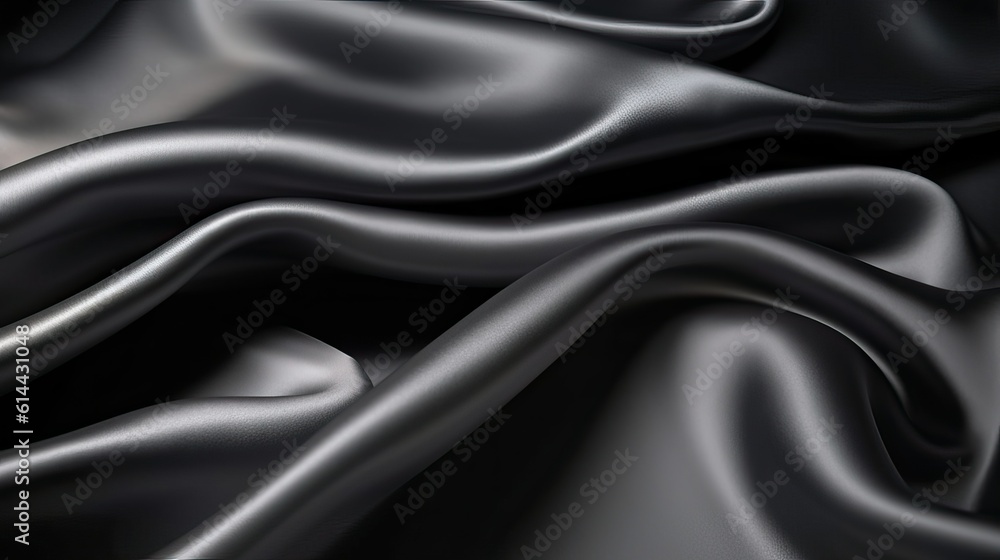 Fototapeta premium Black silk texture luxurious satin, abstract background (Ai generated)