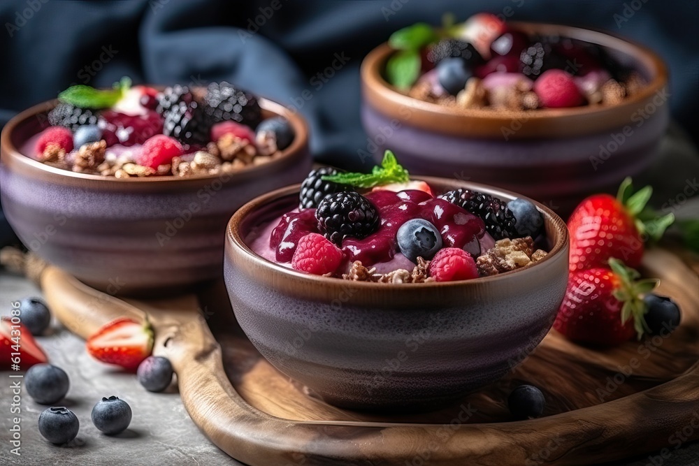 Bowl with fresh fruit and granola on top (Ai generated) Bowl with fresh fruit and granola on top (Ai generated)