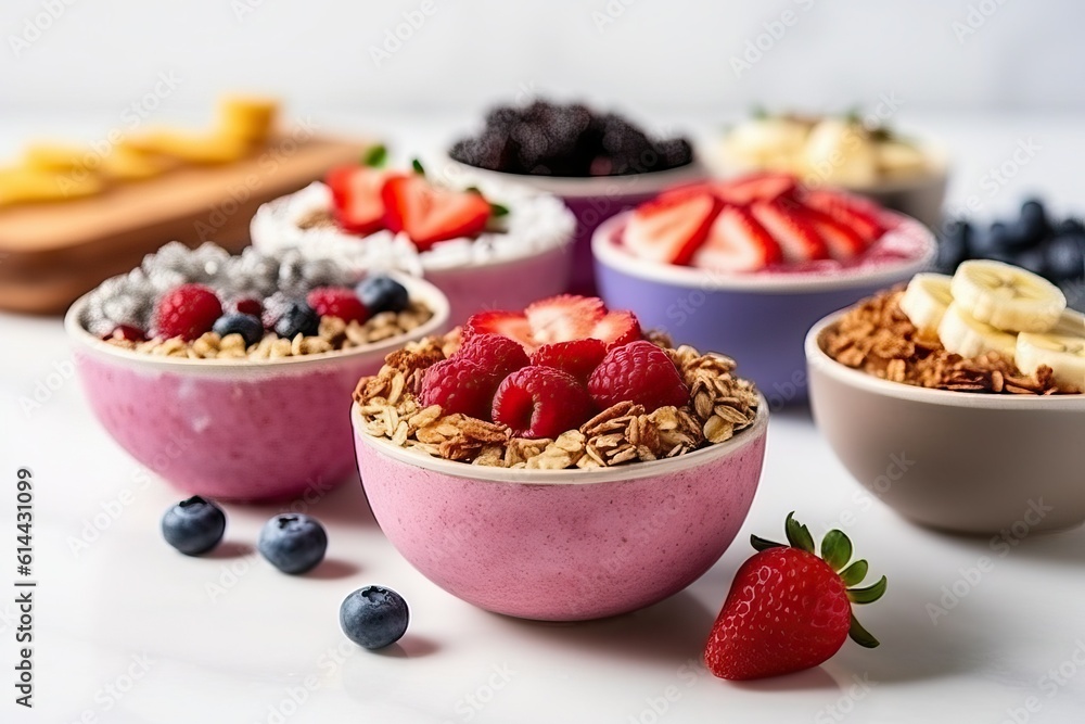 Bowl with fresh fruit and granola on top (Ai generated) Bowl with fresh fruit and granola on top (Ai generated)