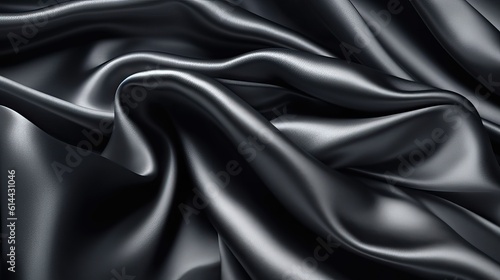 Black silk texture luxurious satin, abstract background (Ai generated)