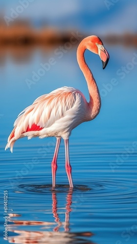 Flamingo standing in the water  natural scene  Ai generated 